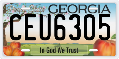 GA license plate CEU6305