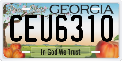 GA license plate CEU6310