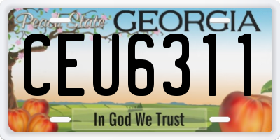 GA license plate CEU6311