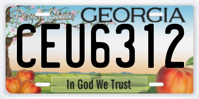 GA license plate CEU6312