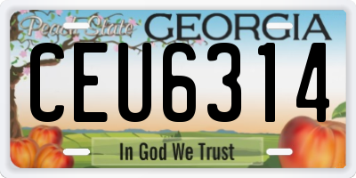 GA license plate CEU6314
