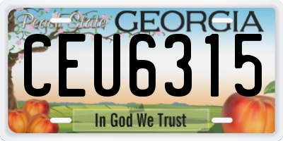 GA license plate CEU6315