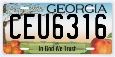 GA license plate CEU6316