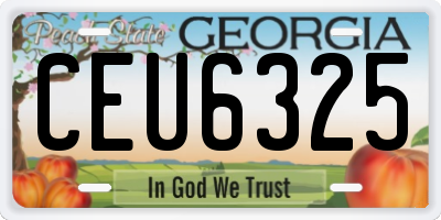 GA license plate CEU6325