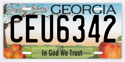 GA license plate CEU6342