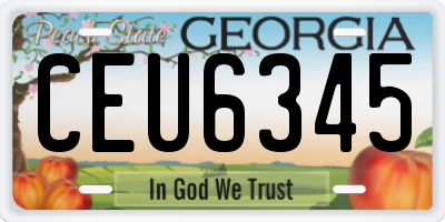 GA license plate CEU6345
