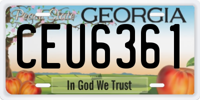 GA license plate CEU6361