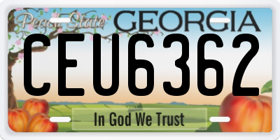 GA license plate CEU6362
