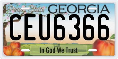 GA license plate CEU6366