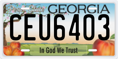 GA license plate CEU6403