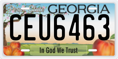 GA license plate CEU6463