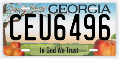 GA license plate CEU6496