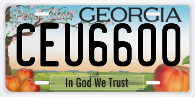 GA license plate CEU6600