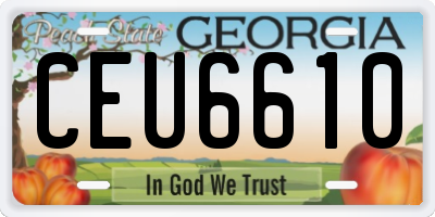 GA license plate CEU6610