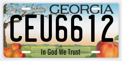 GA license plate CEU6612
