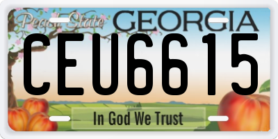 GA license plate CEU6615