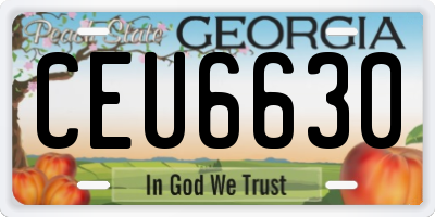 GA license plate CEU6630