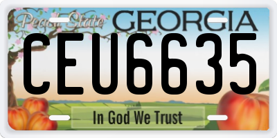 GA license plate CEU6635