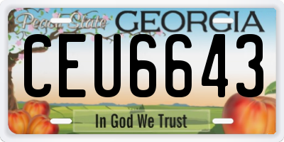 GA license plate CEU6643
