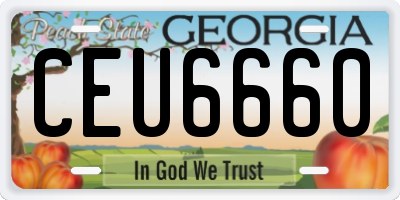 GA license plate CEU6660