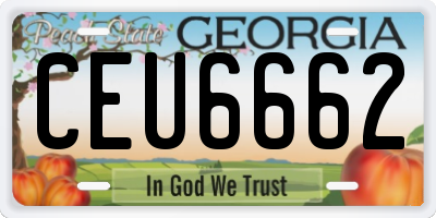 GA license plate CEU6662