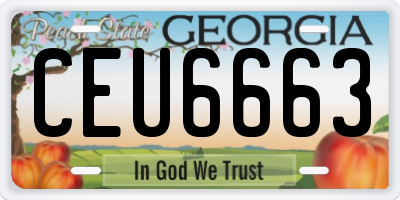 GA license plate CEU6663