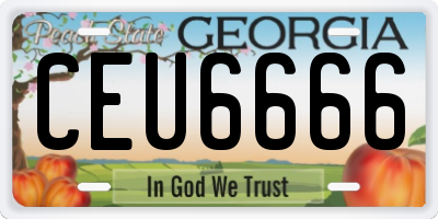 GA license plate CEU6666