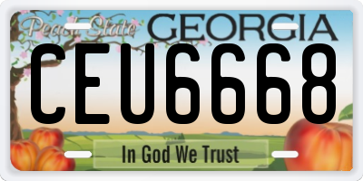GA license plate CEU6668