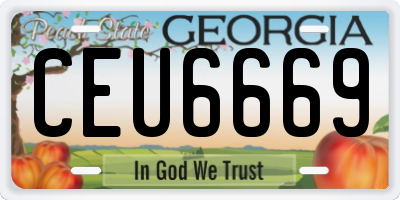GA license plate CEU6669