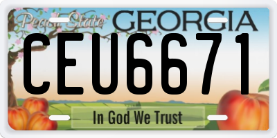GA license plate CEU6671