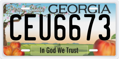 GA license plate CEU6673