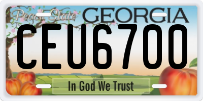 GA license plate CEU6700