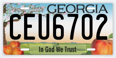 GA license plate CEU6702