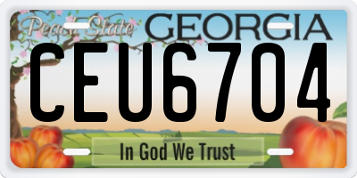 GA license plate CEU6704