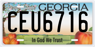GA license plate CEU6716