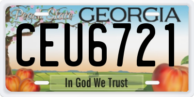 GA license plate CEU6721