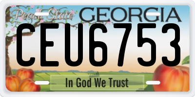 GA license plate CEU6753