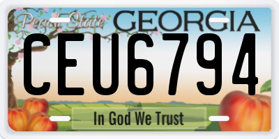 GA license plate CEU6794
