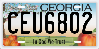 GA license plate CEU6802