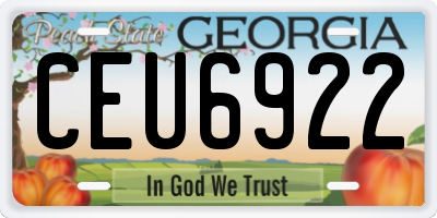 GA license plate CEU6922