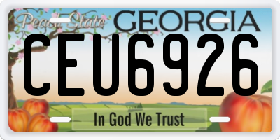 GA license plate CEU6926