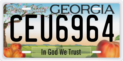 GA license plate CEU6964