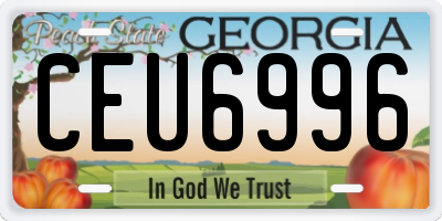 GA license plate CEU6996