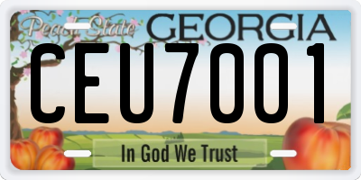 GA license plate CEU7001
