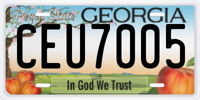 GA license plate CEU7005