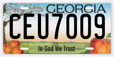 GA license plate CEU7009