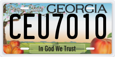 GA license plate CEU7010