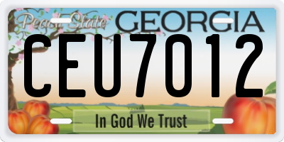 GA license plate CEU7012