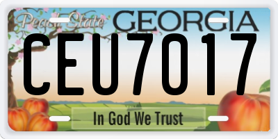GA license plate CEU7017