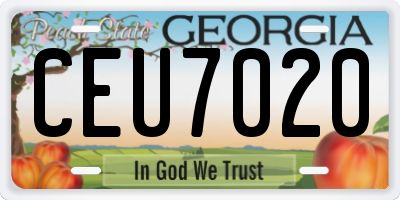 GA license plate CEU7020